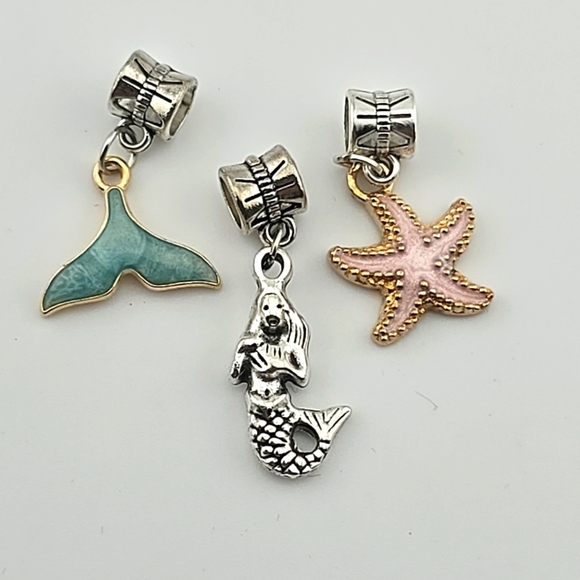 Mermaid Ocean Charm Set Whale Tail Starfish Beach Beads for Bracelet - Picture 1 of 1